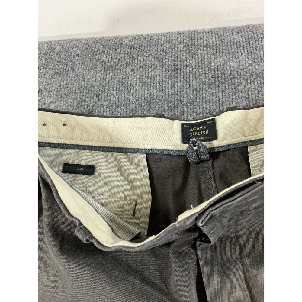 J Crew 770 Stretch Pants 32x32 Slim Fit Gray Chino Flat Front Casual Dress Men's